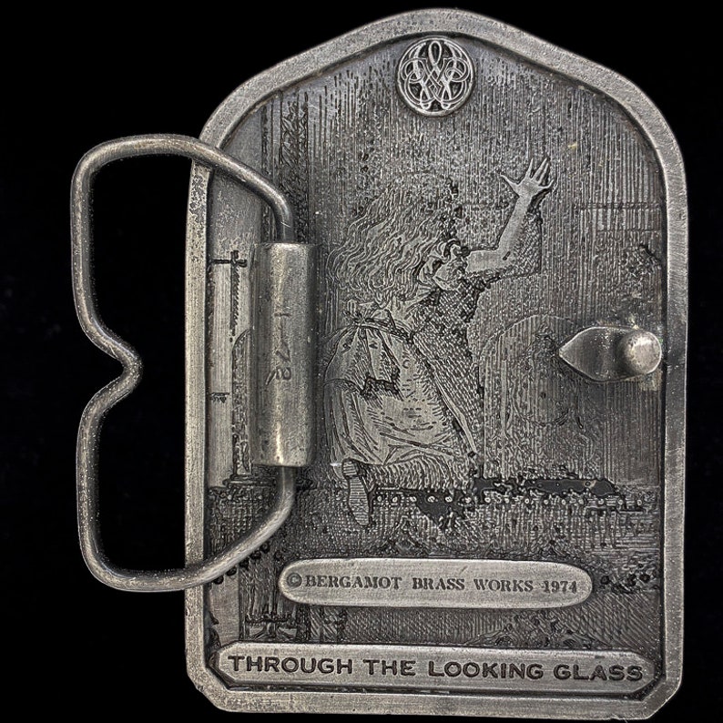 Alice In Wonderland Through The Looking Glass Book Art Artwork Lover Gift Collectible 1970s Vintage Belt Buckle