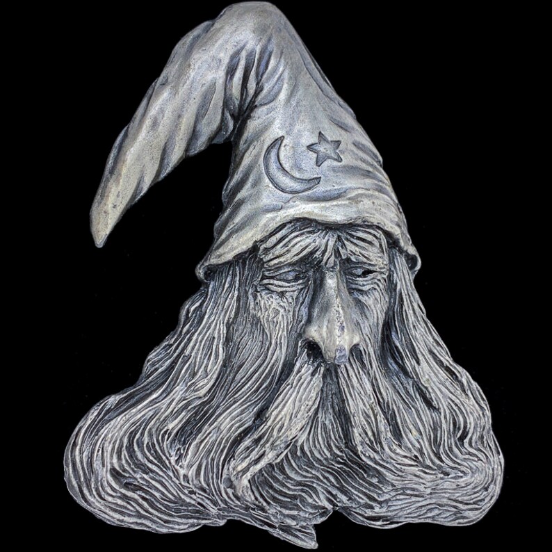 Wizard Warlock Merlin Sorcerer Witch Witchcraft Gandalf Wicca Wiccian Art Artwork Hippie 1970s Collectible Memorabilia Vintage Belt Buckle
