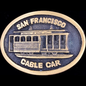 Brass San Francisco California Cable Car Trolley Rail 1970s NOS Vintage Belt Buckle Street Line Market Railway Hippie Hyde Travel Northern