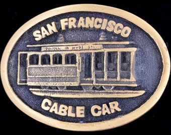 Brass San Francisco California Cable Car Trolley Rail 1970s NOS Vintage Belt Buckle Street Line Market Railway Hippie Hyde Travel Northern