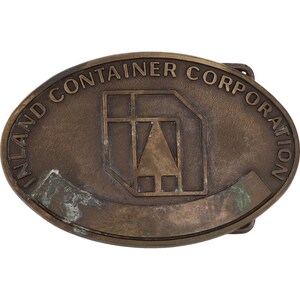 Cajas de envío de Inland Container Corp Indianápolis, Indiana, cartón corrugado con hebilla de cinturón vintage