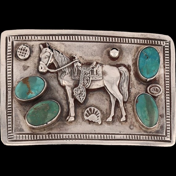 Sterling Silver Turquoise Horse Native American H… - image 3