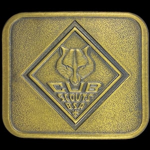 Cub Scout Gift Leader Issue Bsa Boy Scouts Of America Scouting Solid Brass New 1980s NOS Vintage Belt Buckle