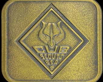 Cub Scout Gift Leader Issue Bsa Boy Scouts Of America Scouting Solid Brass New 1980s NOS Vintage Belt Buckle