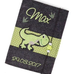 U Heft Hülle aus Filz personalisiert,Motiv Dino, Filzhülle für Untersuchungsheft personalisiert, U-Hefthülle aus Filz, Geschenk zur Geburt