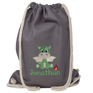 Gymtas geborduurd met naam en drakenmotief, gepersonaliseerde sporttas, cadeau voor de start van de school, gymtas voor de kleuterschool, gymtas