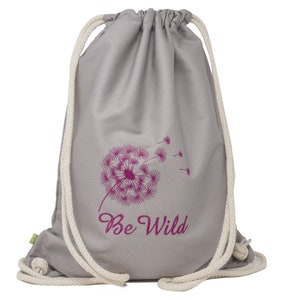 Gymtas met naam en geborduurd paardenbloemmotief, cadeau voor de start van de school, sporttas voor de kleuterschool, kinderrugzak, cadeau voor de kleuterschool