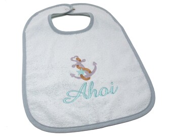 Bib with snap fastener name and motif Ancker, Maritime, baby bib personalized, small gift, bib with name, christening gift