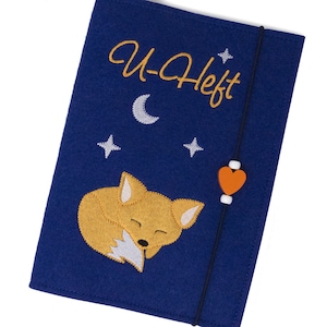 U Heft Hülle aus Filz personalisiert, Motiv Fuchs, Geschenk zur Geburt, U-Hefthülle mit Namen,Babyparty, Untersuchungshefthülle mit Impfpass