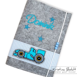 U Heft Hülle aus Filz personalisiert, Motiv Rennauto, Untersuchungsheft Hülle mit Impfpasstasche, Geschenk zur Geburt, Babyparty,U-Hefthülle
