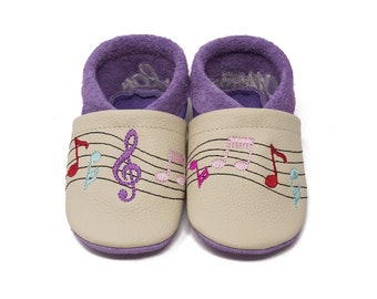 Crawling shoes with name, leather slippers with name and motif notes, real leather, personalized kindergarten shoes, baptism gift, baby shoes