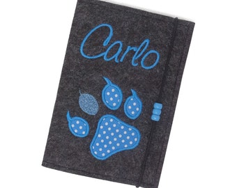 Personalized EU pet passport cover made of felt, vaccination certificate cover made of felt with name, gift for pet lovers, EU vaccination certificate cover