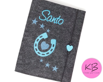 Equine passport cover made of felt, personalized, horse passport cover with name, gift for horse lovers, felt folder for equine passport