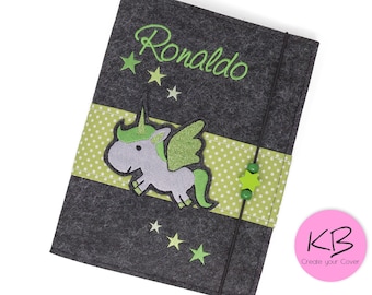Equine passport cover made of felt, personalized, horse passport cover with name, gift for horse lovers, felt folder for equine passport