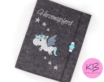 Equidenpass Hülle aus Filz personalisiert, Pferdepasshülle mit Namen, Geschenk für Pferdeliebhaber, Filzeinband für Equidenpass
