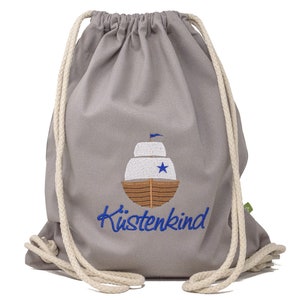 Gymtas met naam en zeilbootmotief, sporttas, gymtas voor de kleuterschool, schoolsporttas, cadeau voor de start van de school