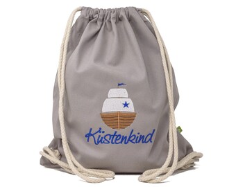 Gym bag with name and motif sailing boat, sports bag, gym bag for kindergarten, school sports bag, gift for school enrollment