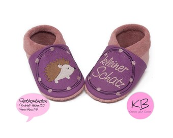 Personalized baby shoes with name, leather booties, hedgehog design, genuine leather kindergarten shoes, baby booties with name, christening gift