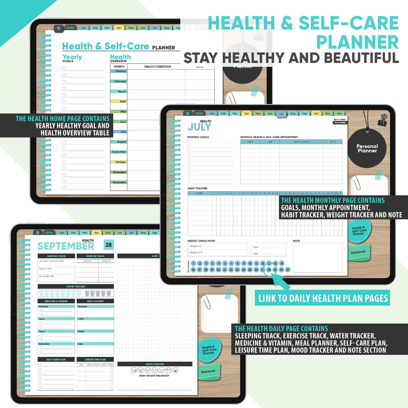 The Daily & Health Planner Undated Planner Health Planner Etsy