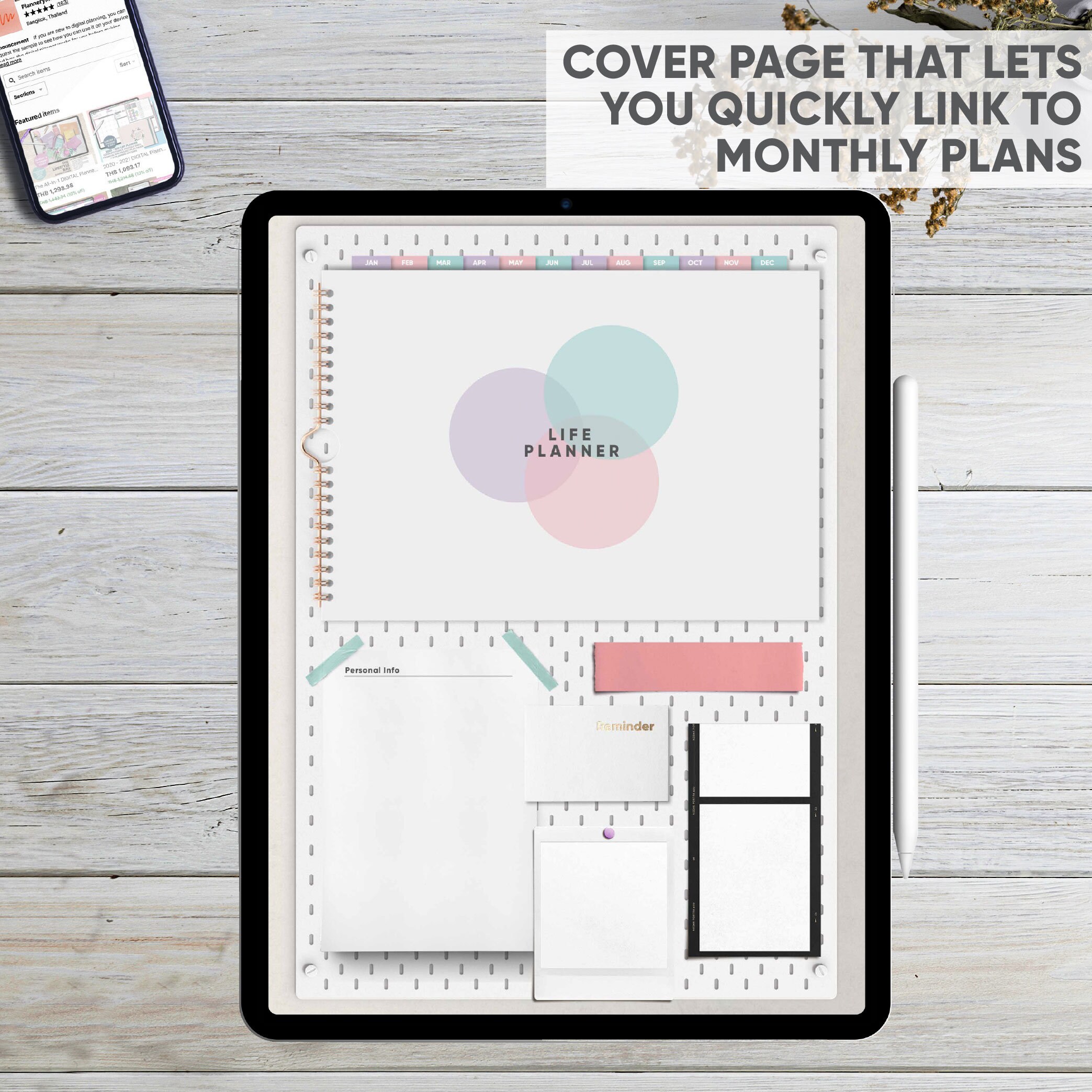 Undated Portrait Planner with Complete Links to Monthly Etsy