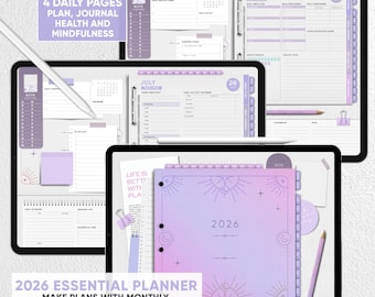 2026 Essential DIGITAL Planner | 4 Daily Pages | Daily Plan, Journal, Healthy, Mindful | Goodnotes, iPad, Penly, Noteful