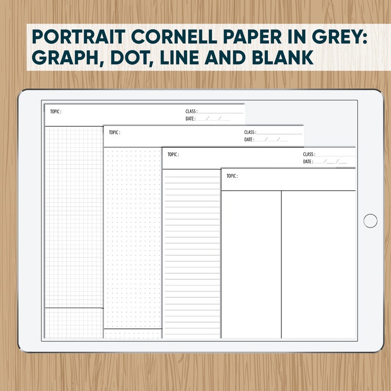 16 Styles of DIGITAL Cornell Paper in Portrait and Landscape - With 2 ...