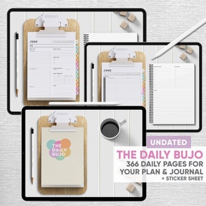 The Daily Bujo - Undated 12 Monthly Pages and 366 Daily Pages for Planning and Journaling - for GoodNotes, Notability, Xodo and PDF apps