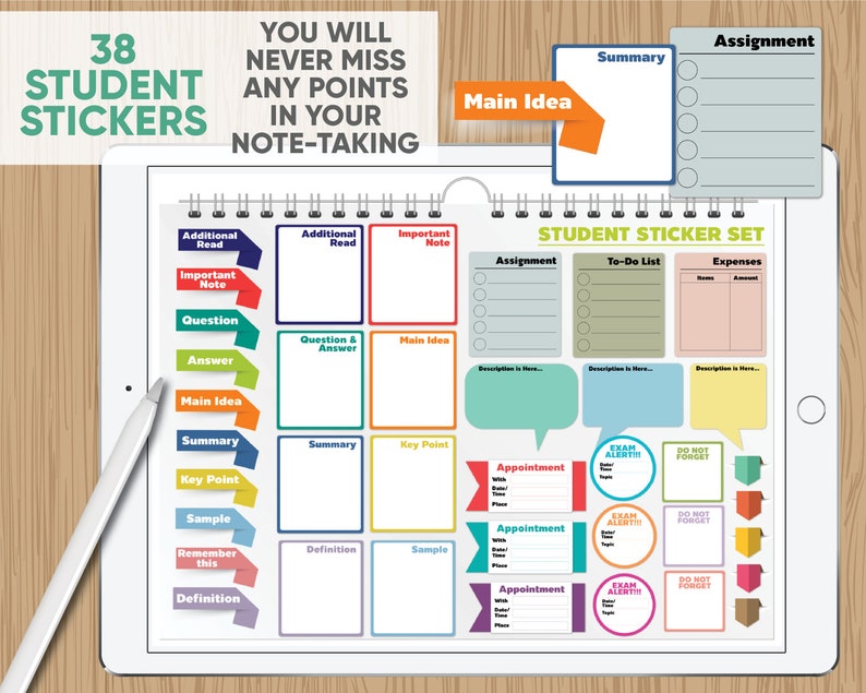 38 DIGITAL Stickers for Student - Be More Effective in Lecture and Note ...