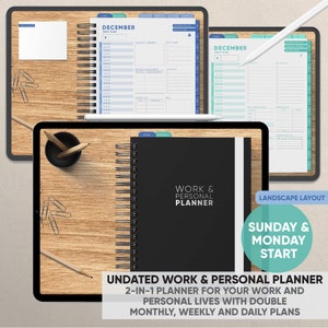 Undated Work and Personal Landscape Planner - Complete Planner for Your Career and Personal Lives - for GoodNotes, Notability, Xodo & Others