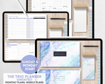 Der Trio Planner - Undatierter Planer mit Monats-, Wochen- und Tagesseiten im 3-Buch Design - GoodNotes, Notability, andere PDF Apps