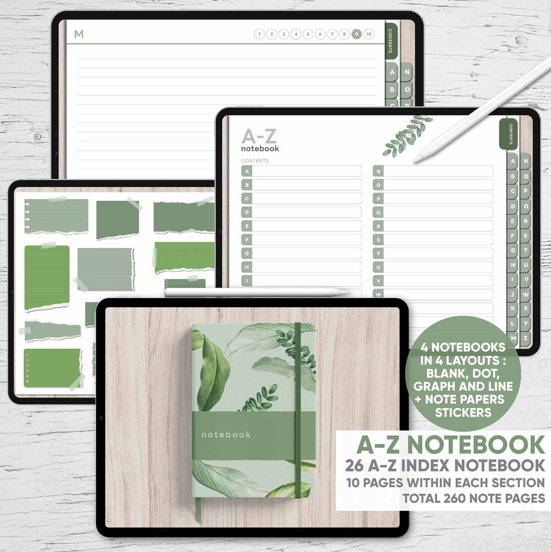 A-Z Notebook With 26-alphabetical-index in Total 260 Note Pages - 4 ...