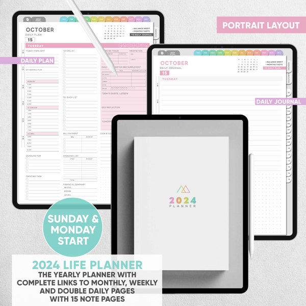 2024 Life Portrait Planner- The Complete Yearly Planer  for your Productivity, Health and Mind - for GoodNotes, Notability, & Other PDF apps