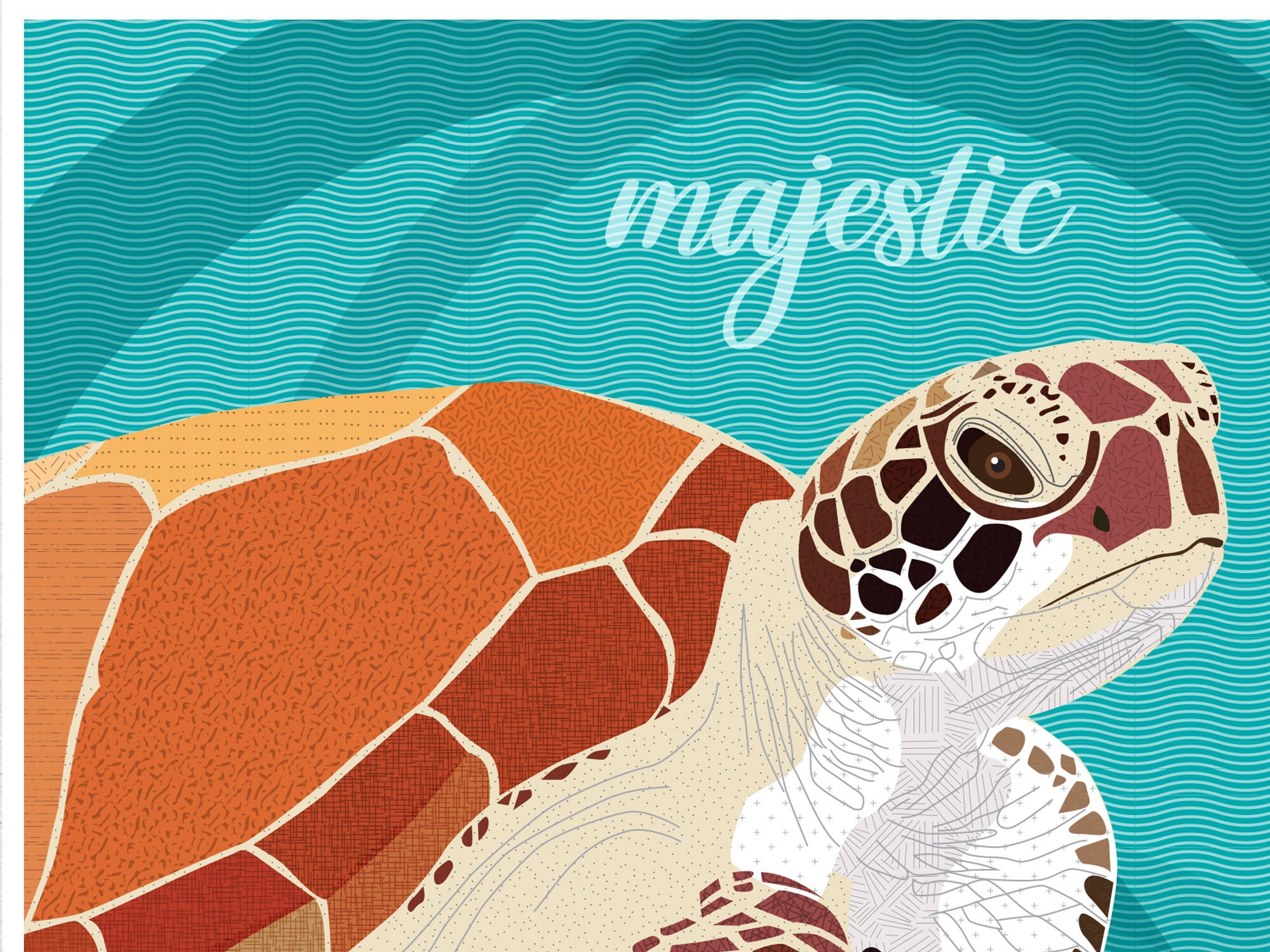 Green sea turtle print poster digital download Etsy