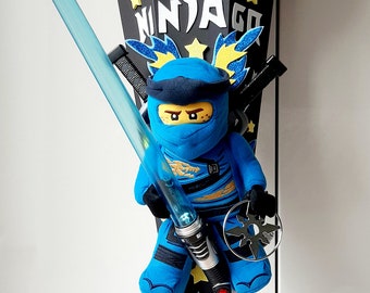 Trendy XXL NINJAGO JAY Plüsch(groß) Schultüte ca.1,25 m+ Name & Schwert mit Licht u- Soundeffekten!