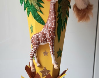 Trendy XXL Wild Life Dschungel Safari Giraffe Löwe Elefant Wilde Tiere Schultüte ca. 1,25m!