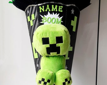 Trendy Minecraft Creeper groß Plüsch Jungen Schultüte & Name 1,05m!