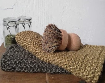 2 Spültücher - Jute -  gestrickt