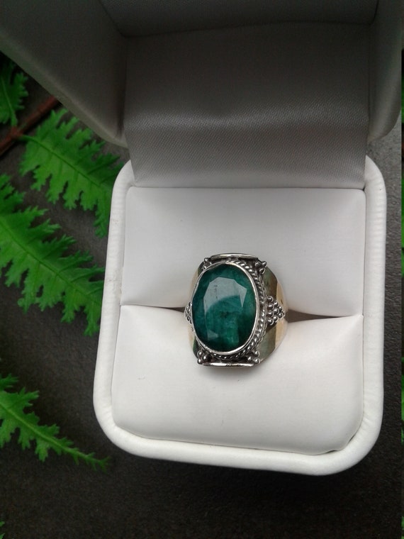 EMERALD Ring | Raw Green Emerald | Large Stone Rin