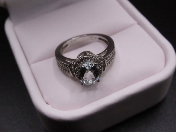 AQUAMARINE Diamond Ring | Hidden Halo Ring | Pave… - image 9