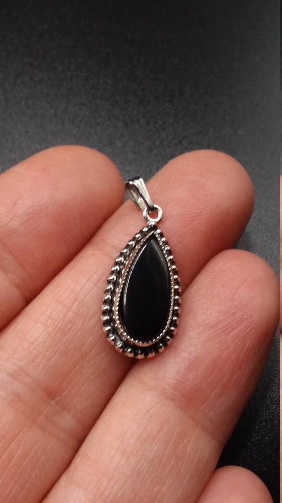 BLACK ONYX Pendant | Sterling Silver | Delicate, … - image 3