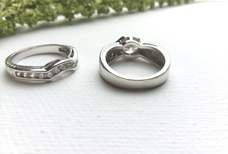 Sold By PNWAprilDawn Size8 US - WeddingEngagementLover- Bezel Set- Sterling Silver Holiday Price Cut! Sim. LEAF Diamond Ring