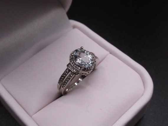 AQUAMARINE Diamond Ring | Hidden Halo Ring | Pave… - image 7