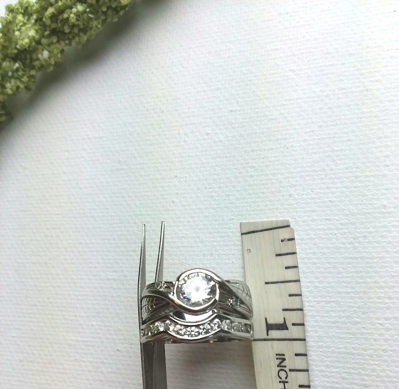 Sold By PNWAprilDawn Size8 US - WeddingEngagementLover- Bezel Set- Sterling Silver Holiday Price Cut! Sim. LEAF Diamond Ring