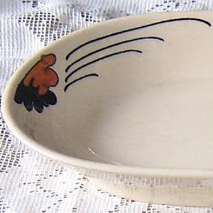 Small Hand Painted Platter Vintage Syracuse Adobe Ware Restaurant China Black and Orange Deco Design