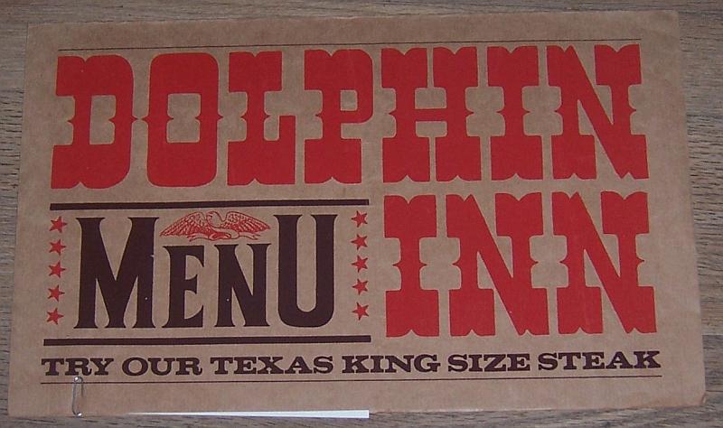 Dolphin Inn, Essex Street,  Dublin, Ireland Texas Steak House June 25, 1969 Vintage Restaurant Menu