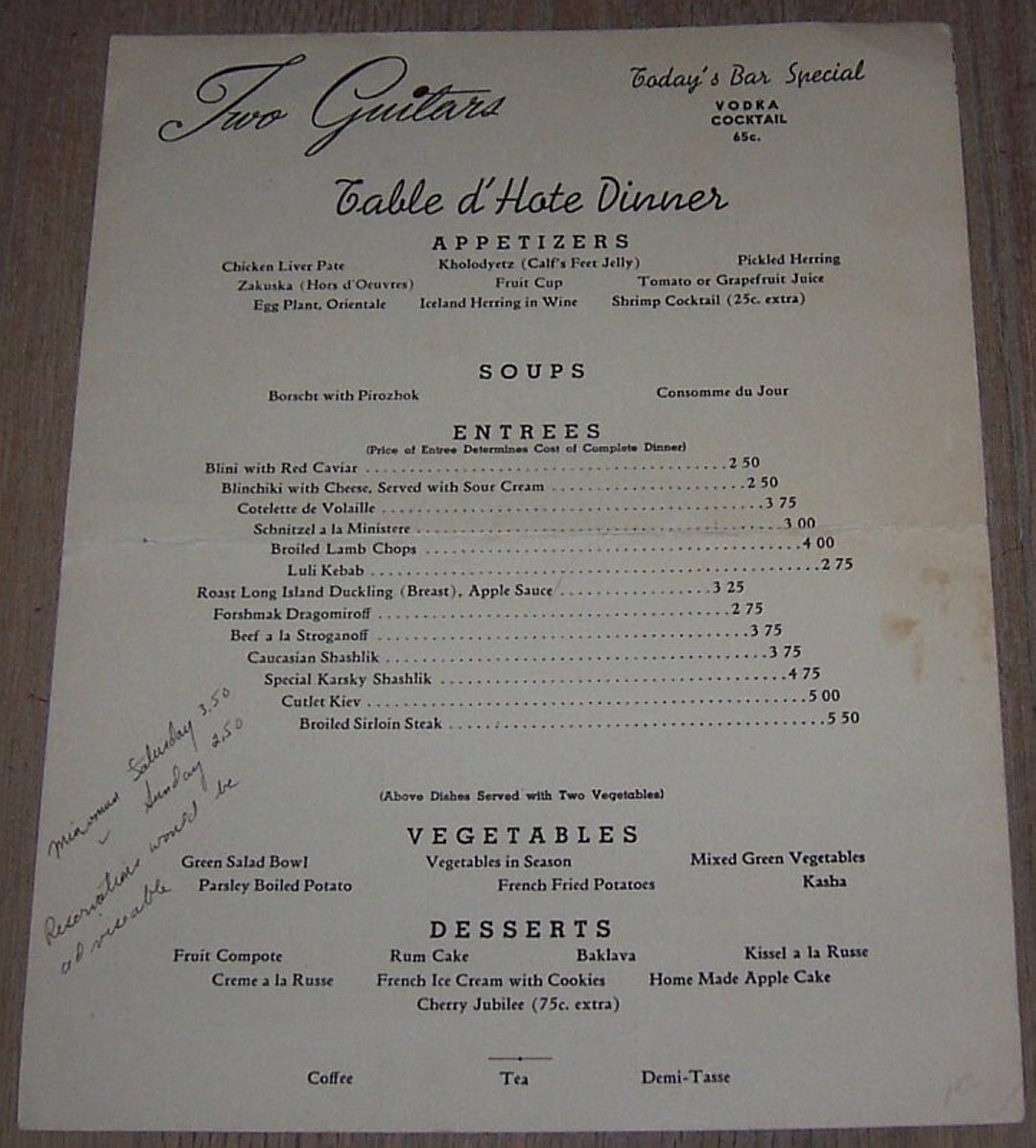 Two Guitars Restaurant and New York City Vintage Etsy