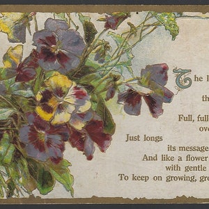 Cartes postales de fleurs Bouquet de pensées Amour, boutons de rose se rassemblent tant que vous le pouvez, ami de ne pas m'absenter, salutations victoriennes antiques
