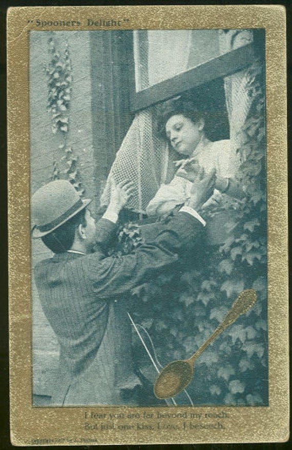 Vintage Postcards of Couples Who Enjoy Spooning Foolish Questions