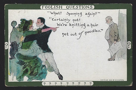 Vintage Postcards of Couples Who Enjoy Spooning Foolish Questions