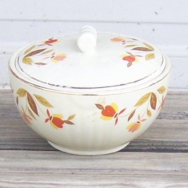 Hall's China Jewel Tea Autumn Leaf Covered Grease Jar, Serving Platter, Mixing Bowl Vintage Kitchenware